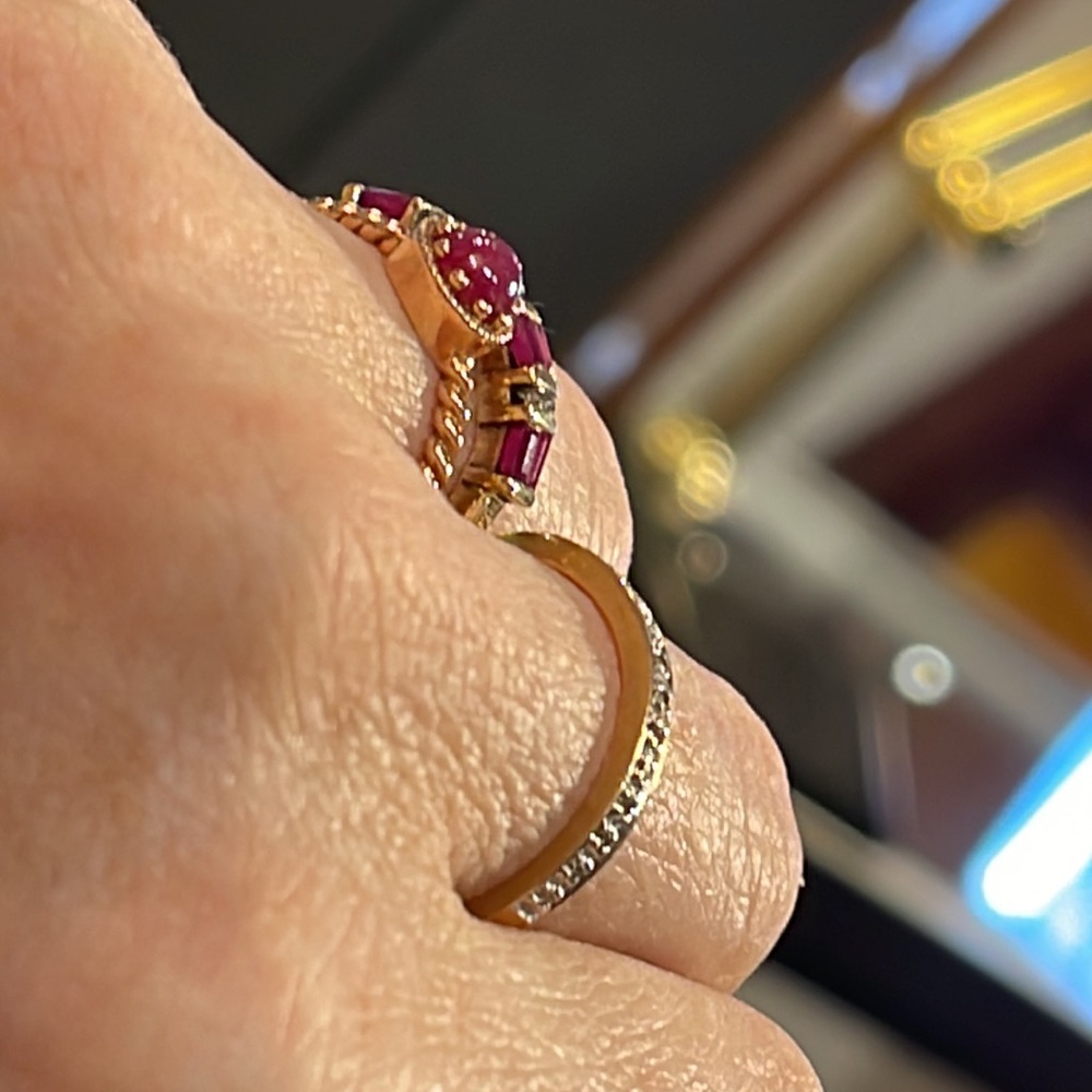 14k Rose Gold Cabochon Ruby Ring - image 6